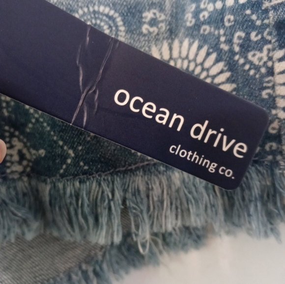 Ocean Drive Clothing Co. Cut off denim Shorty Shorts Sunburst print JR.5 NEW - Picture 3 of 8